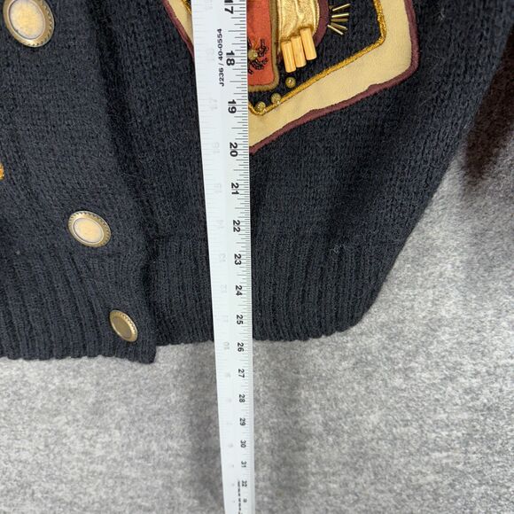 I.B. Diffusion Cardigan Women S Small Black Geometric Knit Wool Button Collared - Picture 5 of 6